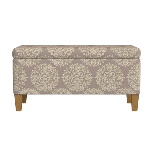 HomePop Drake Large Decorative Storage Bench -Brown Medallion - color: Brown Medallion