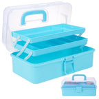 Craft Organizers Plastic Tool Box with Handle 3-Layer for Sewing Supplies, Medicine, Art Supplies, Nails and Hair Accessories 12.5inch (Blue) - color: Blue