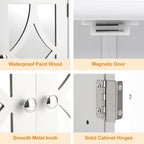 RoyalCraft Bathroom Wall Cabinet with Mirror, Over the Toilet Storage Cabinet with Towel Rack and Adjustable Shelf, Large Bathroom Medicine Cabinet Wall Mount 22x25 inch (White) - color: White