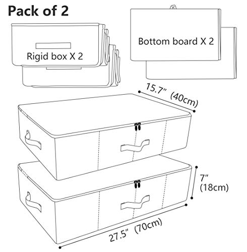 iwill CREATE PRO Pack of 2, Collapsible Rigid Storage Baskets for Underbed Organizer, Good for Clothing, Shoes, Bedding in Wardrobe, College Dormitory, Apartment Shelves Use, Beige - color: Beige,2pcs, size: 27.5*15.7*7"