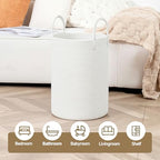 CLHMILY&Z Laundry Hamper Round Storage Rope Basket (White, 60L) - color: White, size: 60L