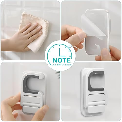 2 Pack Mop Broom Holder for Bathroom Kitchen Office (White)