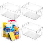 Pack Of 4 Plastic Kitchen Organization Pantry Storage Bins - Fridge Organizer Household Food Baskets for Countertops, Cabinets, Refrigerator, Freezer, Bedrooms, Bathrooms