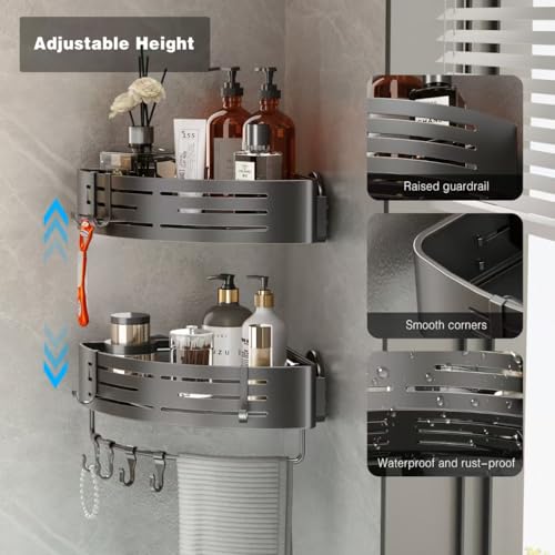Voldra 2 Pack Corner Shower Shelves, Aluminum Stick On Showers Organizer, Modern Style, Triangular Corner Shelf, No Drilling Required - style: Adhesive Strip Triangle-2 Pack