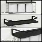 WOPITUES Floating Shelves with Wire Storage Basket, Bathroom Shelves Over Toilet with Protective Metal Guardrail, Wood Wall Shelves for Bathroom, Bedroom, Living Room, Toilet Paper-Black - color: Black