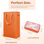 Odonata Slim Laundry Hamper Handles Collapsible Laundry Basket Thin Dirty Clothes Basket Narrow Laundry Bag Foldable Dirty Hamper 45L (Orange) - color: Orange