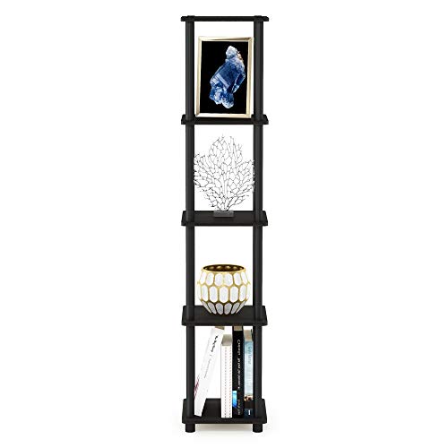 FURINNO Turn-N-Tube 5-Tier Corner Square Rack Display Shelf, Round, Espresso/Black - color: Espresso/Black, size: 5-Tier Round Tube
