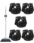 Magnetic Broom Holder, Steel Mop Mount No Drilling Magnetic Holder for Garage Tools, Anti-Slip Utility Mount for Garage, Kitchen, Laundry Tools Organizer and Management - 5 Pack/Black - size: 5 pack-Black