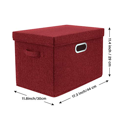 TYEERS Large Collapsible Storage Bins with Lids, Organization Bins for Closet Storage, Clothes Storage, Folding Storage Box with Lids for Home Office Storage - 3 Pack - Red Wine - color: Red Wine, size: 3-Pack Large