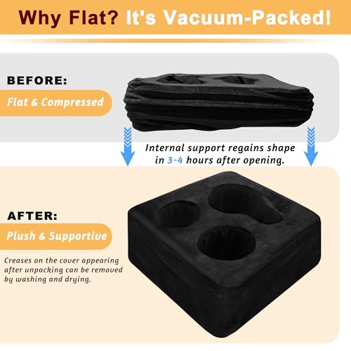 Couch Cup Holder Pillow Tray & Caddy - for Sofa, Bed, Car, Man Cave | Keep Drinks at Hand & Spill-Proof Accessories for New Parents, Camping, Park, Boat, Beach -Black - color: Black, size: 9.4" x 9.4" x 3.9"