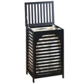 Laundry Hamper with Lid,Bamboo Large Waterproof Clothes Laundry Basket,Removable Washing Bags with Handles,clothes basket (Black) - color: Black