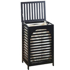 Laundry Hamper with Lid,Bamboo Large Waterproof Clothes Laundry Basket,Removable Washing Bags with Handles,clothes basket (Black) - color: Black