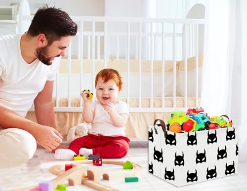 HIYAGON Batman Basket Kids Storage Basket Cute Basket Empty Toy Storage Bin Organizer Box Rectangular Room Decor for Home Books(Black bats) - color: Black bats