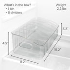 YouCopia FreezeUp Freezer Bin 15", BPA-Free Clear Fridge Organizer with Adjustable Dividers and Handles for Frozen Food and Leftovers - size: 15" Deep