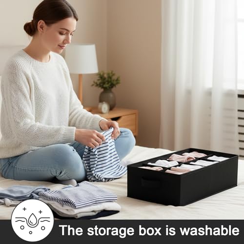 1 Pcs Drawer Organizer Storage Box for Underwear Socks Closet Divider for Wardrobe Dresser Vanity Space Saving Use(8-Grid Black) - color: Black-4, size: Medium