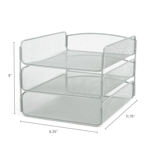Safco Onyx Desktop Organizer, 3-Tier Paper Tray, Durable Steel Mesh Construction,Silver - color: Silver