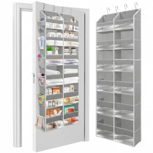 HOMELUX THEORY UPGRADED 6 Tiers Over The Door Organizer Hanging - 100D EXTRA THICK & 50lbs HUGE CAPACITY, 12 Side Mesh Pockets Over The Door Shoe Organizer, Hanging Closet Organizer (Light Gray, XL) - color: 2. Light Gray, size: XL 1 set