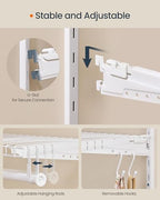 SONGMICS HOME Closet System, Closet Insert Organizer, 2-4 ft, Adjustable Metal Shelving Unit with 4 Hanging Rods, 4 Shelves, and Hooks, for Pantry Mudroom Garage Basement, Cloud White URGR031W01 - size: 2 Tier