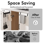 KES Over The Cabinet Door Towel Bar with Hooks, Kitchen Towel Holder with Hooks for Hanging Utensils, Over The Cabinet Door Organizer with Hook 2 Pack, Matte Black, Metal, KUR527-BK-P2