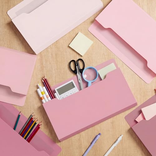 Fuutreo 6 Pcs Magnetic Wall File Organizer Magnetic Wall File Holder Refrigerator Magazine Holder for Mail Letters Paper(Rose Pink,Horizontal-large) - color: Rose Pink, size: Horizontal-Large