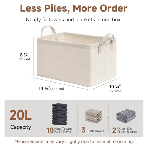 StorageWorks Storage Bins, Shelves Baskets for Organizing, Fabric Closet Organizers with Handles, Metal Frame, Beige-Cotton-linen, 2-Pack - color: Beige（Cotton-linen）, size: 14 ¾" L x 10 ¼" W x 8 ¼" H