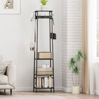 Coat Rack Freestanding, Coat Stand with 3 Shelves and 7 Hooks, Hall Tree Free Standing, Clothes Rack Stand Organizer for Bedroom, Hallway, Entryway, Living Room, Industrial Style, Black - color: Black, style: 3 Shelves