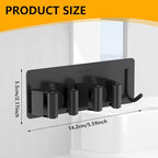 Broom Holder Wall Mount No Drill,Broom and Mop Organizer Wall Hanging Heavy Duty with Hooks Hanger, Self Adhesive Stainless Steel Broom Organizer for Bathroom, Kitchen, Laundry Room Storage (6Pcs)