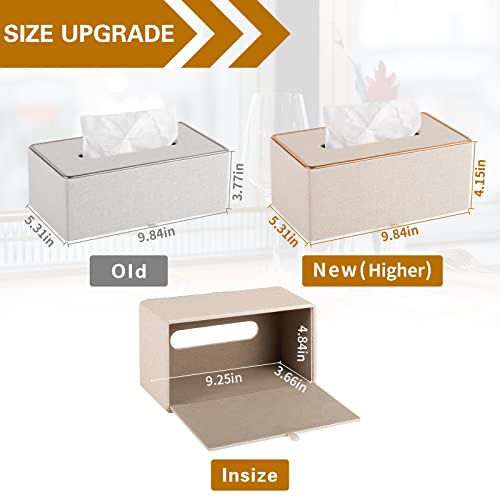 Tissue Box Cover Rectangle Tissue Box Holder PU Leather Facial Organizer with Magnetic Bottom,Decorative Napkin Caddy for Vanity Dresser Night Stand Table Countertop Home Office Car,Beige - color: Beige
