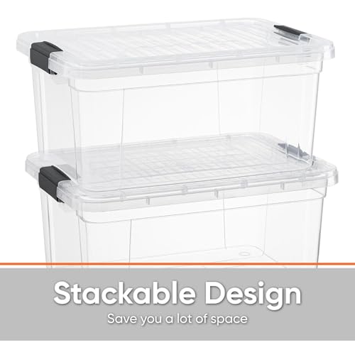 Superio Clear Storage Box with Lid, 1.85 Quart Plastic Container Bins for Organizing, Stackable Crates, BPA Free, Non Toxic, Odor Free, Organizers for Home, Office, School, and Dorm - size: 1.85 Qt