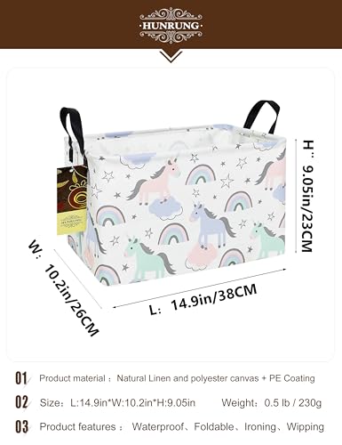 HUNRUNG Rectangle Storage Basket Cute Canvas Organizer Bin for Pet/Children Toys, Books, Clothes Perfect for Rooms/Playroom(REC-Star Unicorn) - color: REC-Star Unicorn
