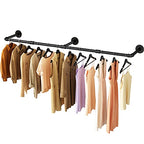 Wall Mounted Clothes Rack 72.5in, Industrial Pipe Clothing Racks Wall Mount, Heavy Duty Detachable Iron Garment Bar, Saving Space, Multi-Purpose Hanging Rod for Bedroom, Laundry Room, 1 Pack - size: 72.5Inches