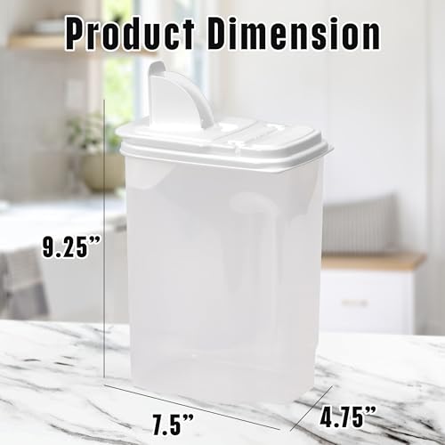 Buddeez Large Food Storage Container - 3.75 Quart Sugar Buddy, All Purpose Clear Kitchen Organization and Storage - Sugar, Flour, Cereal, Rice Dispenser, EZ Pour Spout & Easy Grip Handle (White Lid) - size: 3.5 QT