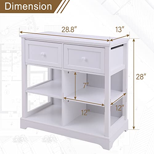 PHI VILLA White Storage Cabinet with Baskets, Accent Cabinet with Drawers, Entryway Rattan Cabinet with Shelves - color: White, size: 6 Drawers