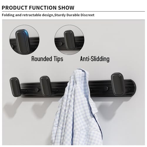 Coat Rack Wall Mount Black, 4 Hooks Rack Metal Coat Hanger Wall for Hanging Hat Purse and Robes, Towel Hook for Bathrooms and Entryway (1 Pack) - color: Black, size: Round 4 Hooks 1 Pack