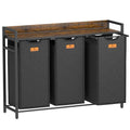 Lifeand Laundry Hamper, Laundry Clothes Sorter with 3 Pull-Out Bags and Shelf, Laundry Basket 3 Section, 3×10Gal(38L), Rustic Brown and Black