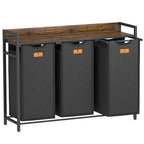 Lifeand Laundry Hamper, Laundry Clothes Sorter with 3 Pull-Out Bags and Shelf, Laundry Basket 3 Section, 3×10Gal(38L), Rustic Brown and Black