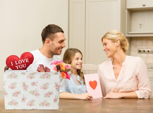 NTAOHAMPER Rectangular Pink Flower Basket for Girls, Storage Bin with Handles, Room Decor, Gift Basket(Pink Flower) - color: Pink Flower
