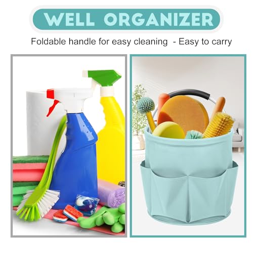 Cleaning Caddy for Cleaning Supplies,17L Cleaning Supply Caddy with Handle Foldable Cleaning Supplies Organizer Bucket Cleaning Products Organizers for Home, Garden (Light Blue) - color: Light Blue