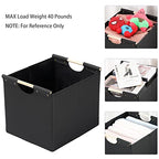 HOONEX Large Collapsible Storage Bins, Linen Fabric, Pack of 2, Storage Baskets with Wooden Carry Handles and Sturdy Heavy Cardboard, for Home, Office, Car, Nursery, Black - color: Black