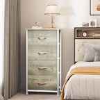 YITAHOME Dresser with 4 Drawers - Fabric Storage Tower, Organizer Unit for Bedroom, Hallway, Hallway, Closets - Sturdy Steel Frame, Wooden Top & Easy Pull Fabric Bins - color: Cool Oak Greige, style: 4-Drawer