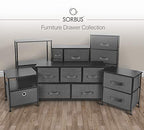 Sorbus Nightstand with 2 Drawers - Bedside Furniture End Table Night Stand with Steel Frame, Wood Top & Easy Pull Fabric Bins - Small Dresser & Chest for Home, Bedroom Accessories & Office - color: Black, style: 2 Drawer