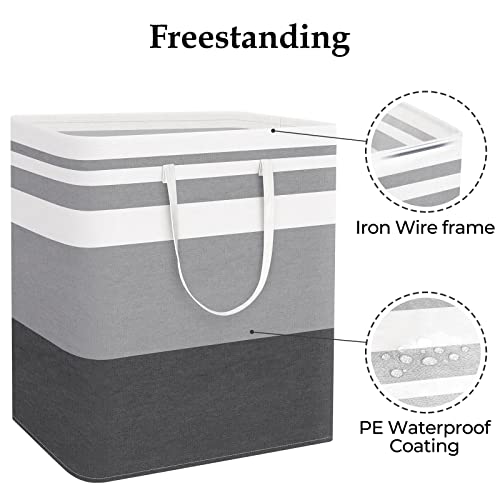 StorageRight Laundry Basket Hamper Large Collapsible Laundry Hamper with Easy Carry Handles，Freestanding Clothes Hampers for Laundry, Bedroom, Dorm, Clothes, Towels, 100L, Gradient Grey - color: Gradient Grey, size: 100L