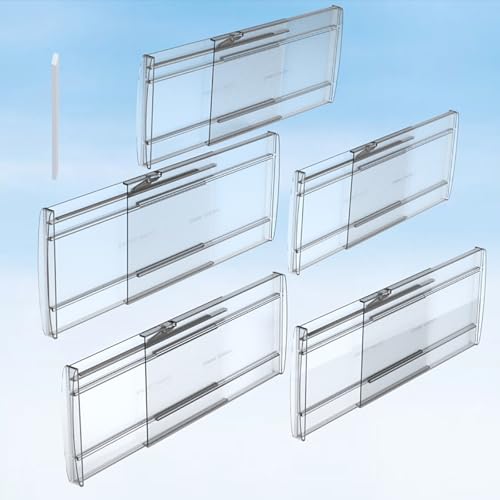 5 Pack 6" High Adjustable Drawer Dividers for Clothes,Expandable From 12-20" Clear Drawer Organizers, PC Plastic Separators for Dresser/Bedroom/Bathroom/Kitchen/Office Storage - size: 5 PCS-6IN-T1-Clear
