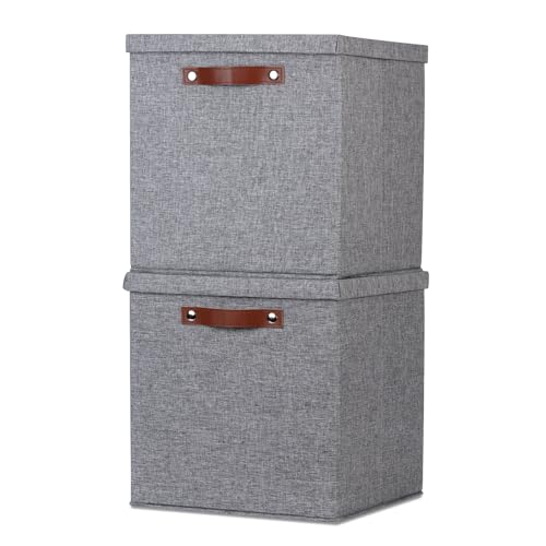 Temary Fabric Storage Bins with Lids 13 Inch Storage Cubes with Lid, Decorative Foldable Storage Boxes for Clothes, Closet Organizers (Grey, 13x13x13inch) - color: A-Gray, size: 13×13×13