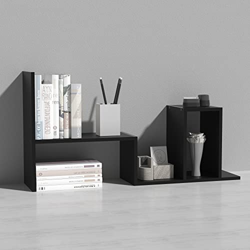 MASAKA B&W - Kawaii Storage Desktop Organizer for Your Desk Space, Double H Plants Display Shelf, Home Office Storage Rack Adjustable Stackable for Office, Dormitory (Black*02) - color: Black*02