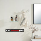 JQK Bathroom Glass Shelf, Tempered Glass Shower Storage 8 by 5 inches, 304 Stainless Steel Brushed Finish Wall Mount 2 Pack, TGS101L8-BN-P2 - color: Brushed, size: 8 Inch (2 Pack)