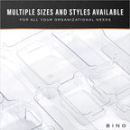 BINO | Plastic Storage Bins, Square - 3 Pack | THE LUCID COLLECTION | Multi-Use Bins | Built-In Handles | BPA-Free | Clear Containers | Fridge Organizer | Pantry & Home Organization - size: 3PK - SQUARE