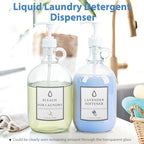 Sovietiep 2 Pack 64 Oz Laundry Detergent Dispenser with Pump and Lid - Half Gallon Glass Pump Bottle for Laundry Soap Dispenser, Liquid Detergent, Fabric Softener Dispenser - Extra Label, Funnel