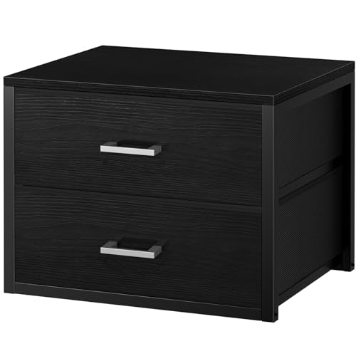 BOLUO Stackable Storage Drawers Closet Organizers and Storage Fabric 2 Drawer Dresser for Bedroom Office Black Modern - color: Black, size: L(15.7"D x 21.1"W x 16.1"H)