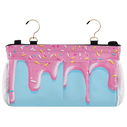 Bedside Caddy Hanging Bunk Bed Caddy Bed Organizer Hanging Pocket with 2 Hooks Bedside Storage Organizer Pocket Bag Holder Cartoon Dripping Frosting - color: Cartoon Dripping Frosting